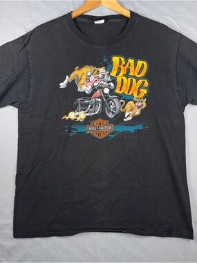 Harley Davidson Shirt Mens Large Black Bad Dog Sacramento Graphic Tee Biker